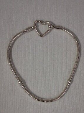 Pandora Moments Heart Closure Snake Chain Bracelet – Style #599539C00-21